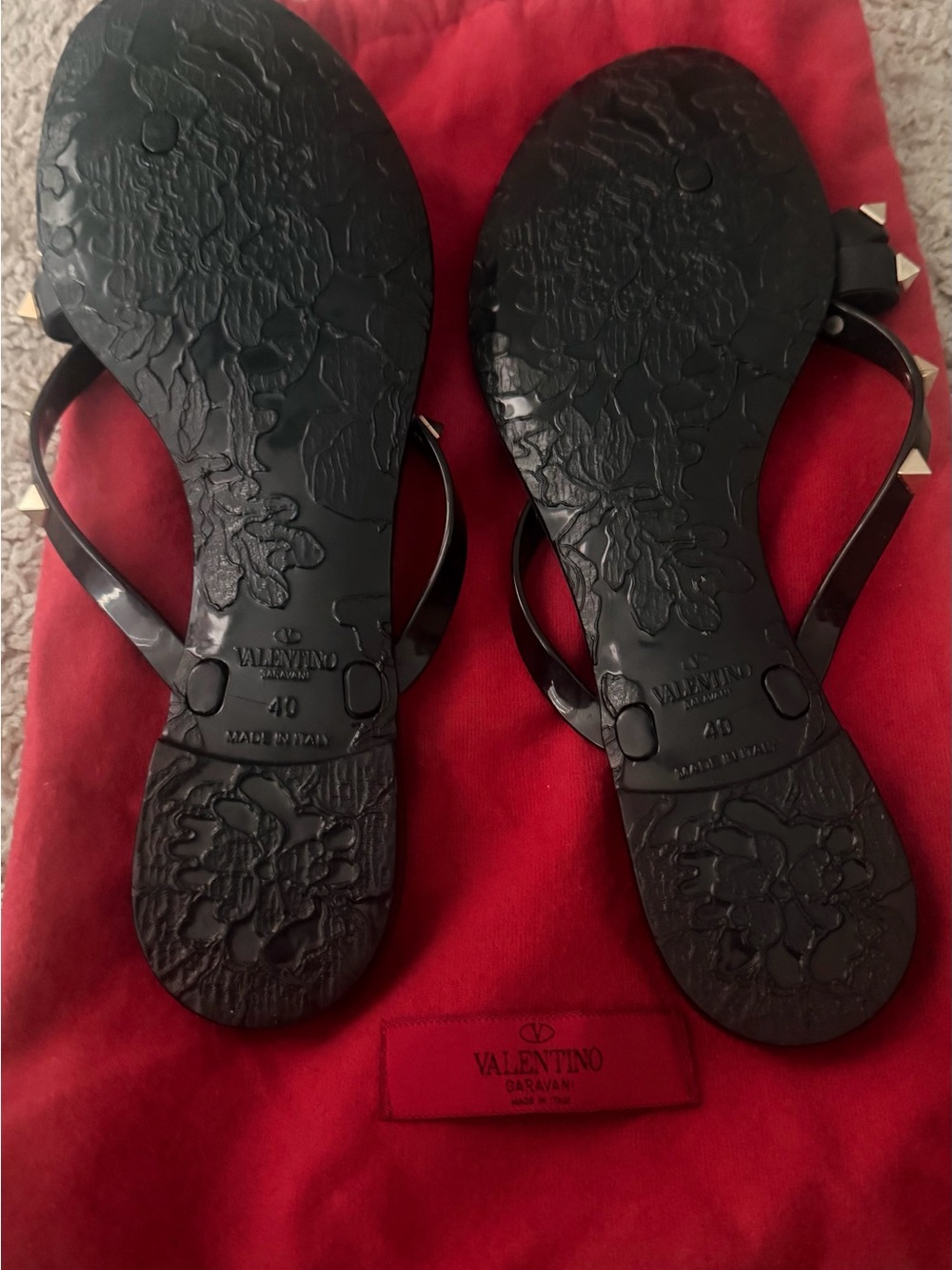 Valentino Black Jelly Bow Sandals with Silver Rockstuds - Picture 4 of 4